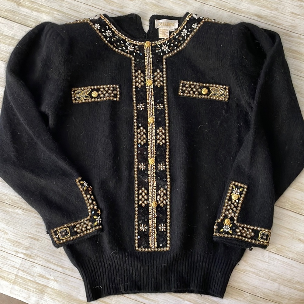 Ladies Black Embellished Sweater